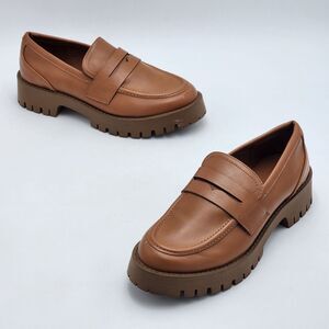 Madden Girl Harlee Chunky Platform Penny Loafers Brown Women's Size 7